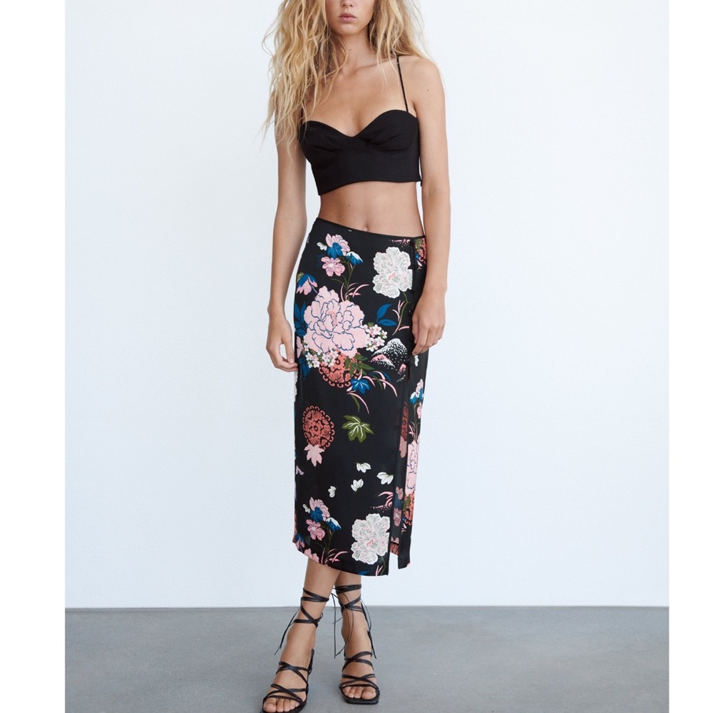Zara Printed Satin Skirt
